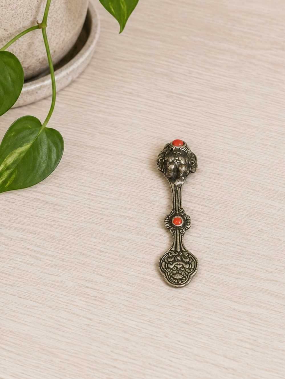 Vintage Ornate Metal Spoon Gothic Medieval Decor Altar Dungeon Style Collectible